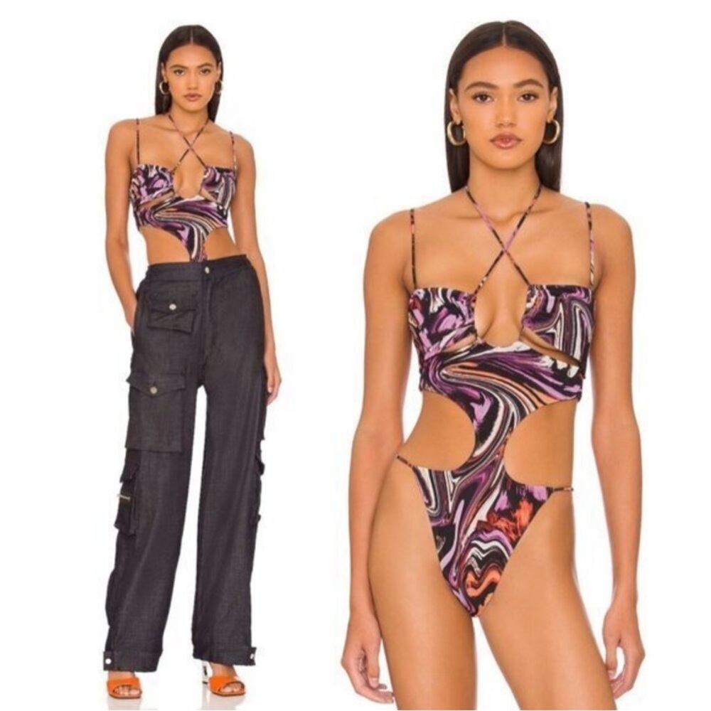 h:ours Rexie Bodysuit in‎ Multi Swirl Print Size XS